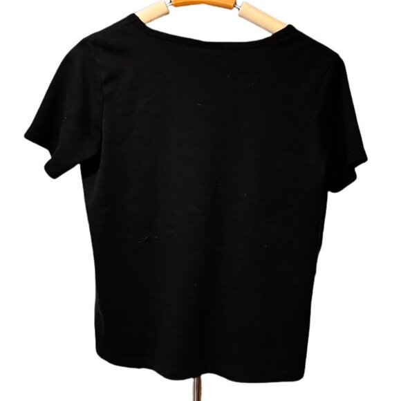 Fashion Classics Women's Floral Top Sequin Black White Orange T-shirt Tee Small - Picture 3 of 8